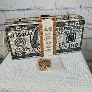 Glamorous Dollar Design Crystal Clutch